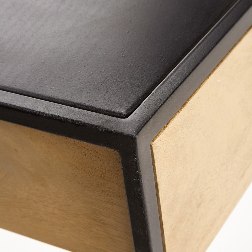 Black Metal and Solid Mango Wood 2-Drawer Console Table – image 4
