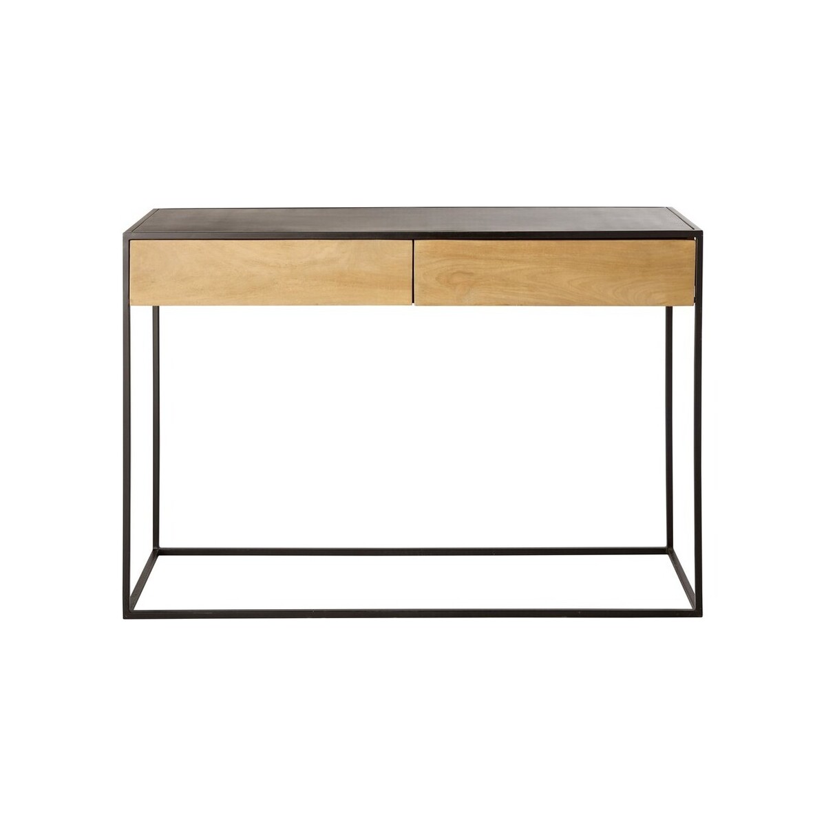 Black Metal and Solid Mango Wood 2-Drawer Console Table – image 2