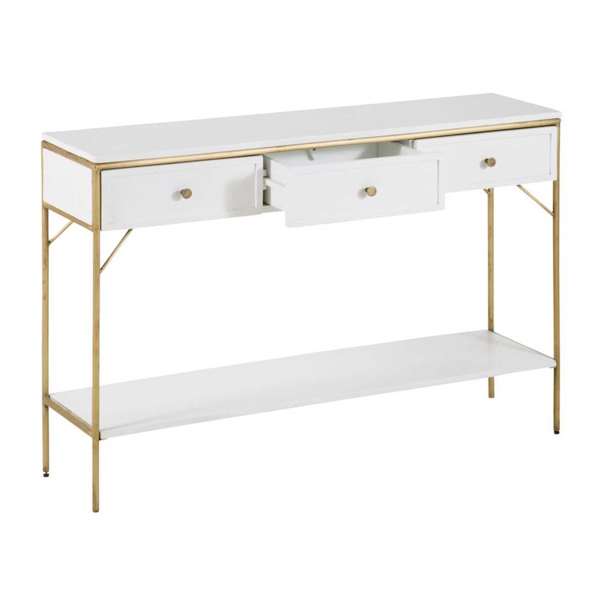 White Solid Acacia 3-Drawer Console Table Izmir – image 3