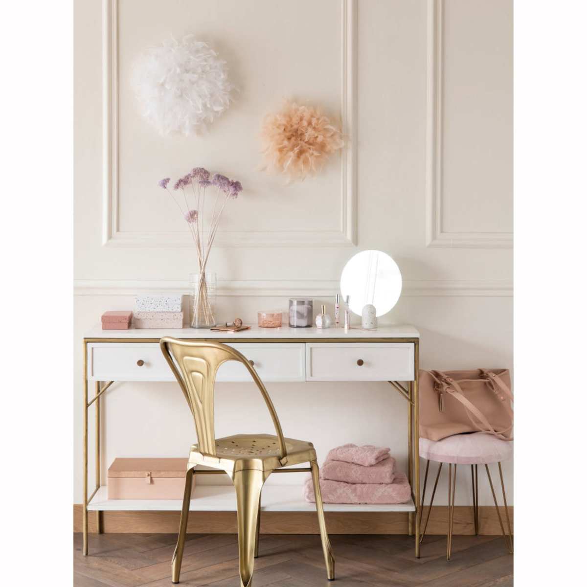 White Solid Acacia 3-Drawer Console Table Izmir – image 8