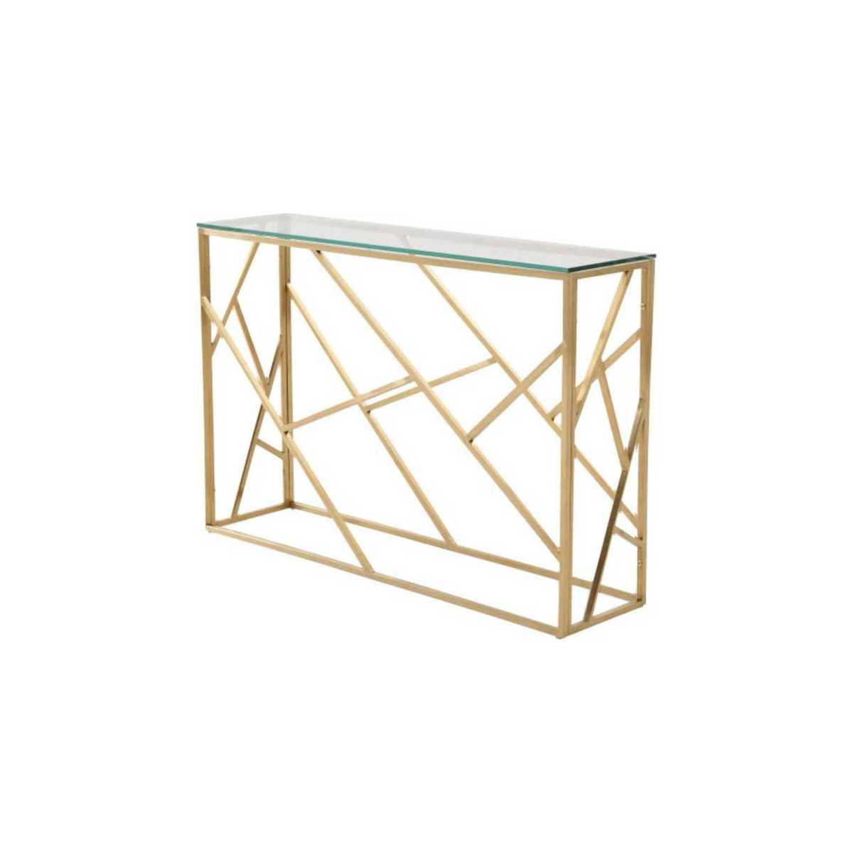 Gold Metal and Glass Console Table Arago – image 2