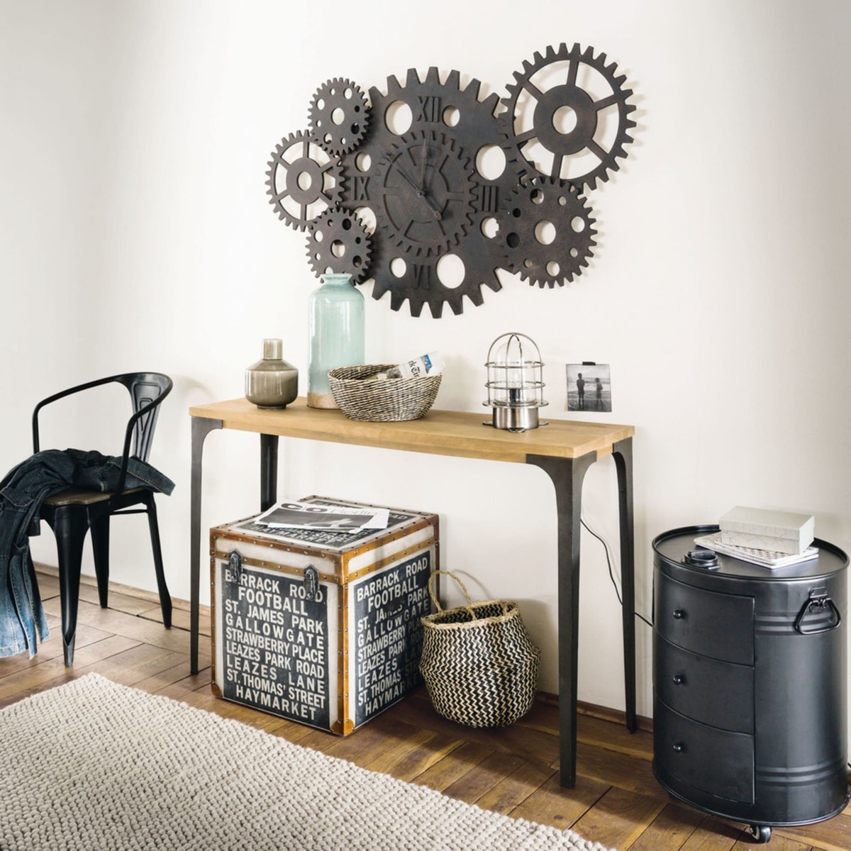 Metal and solid mango wood console table W 120cm Metropolis – image 5