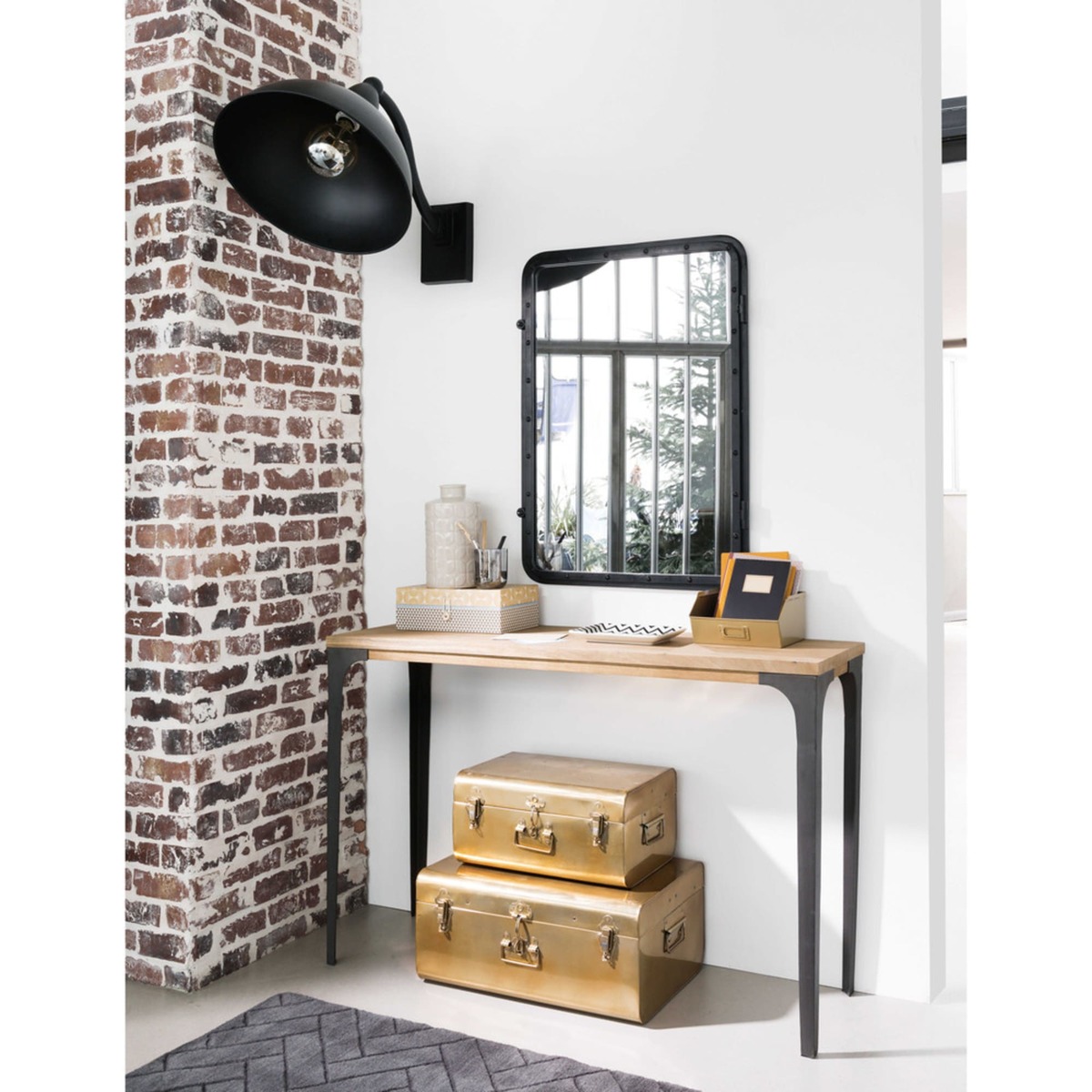 Metal and solid mango wood console table W 120cm Metropolis – image 6