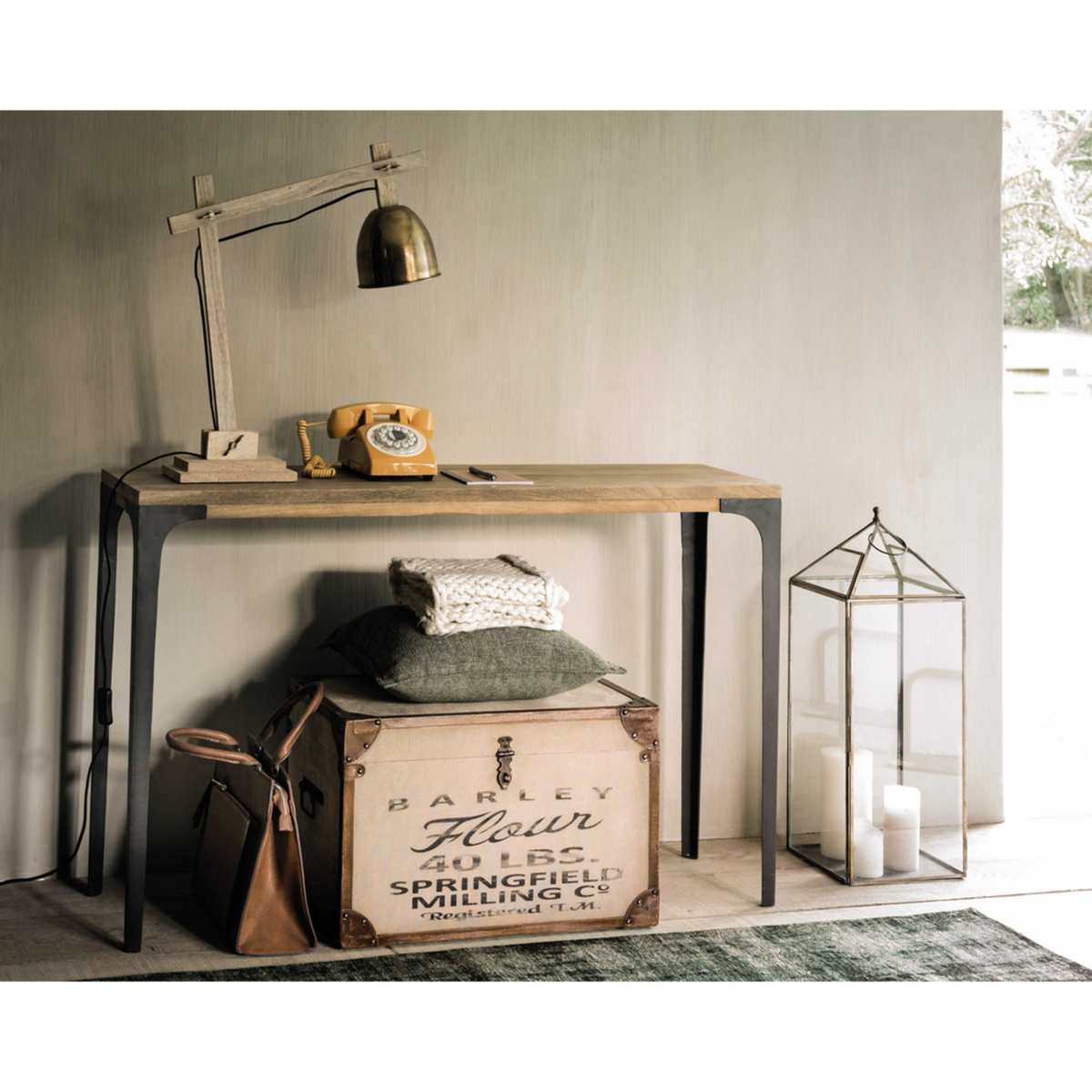 Metal and solid mango wood console table W 120cm Metropolis – image 7