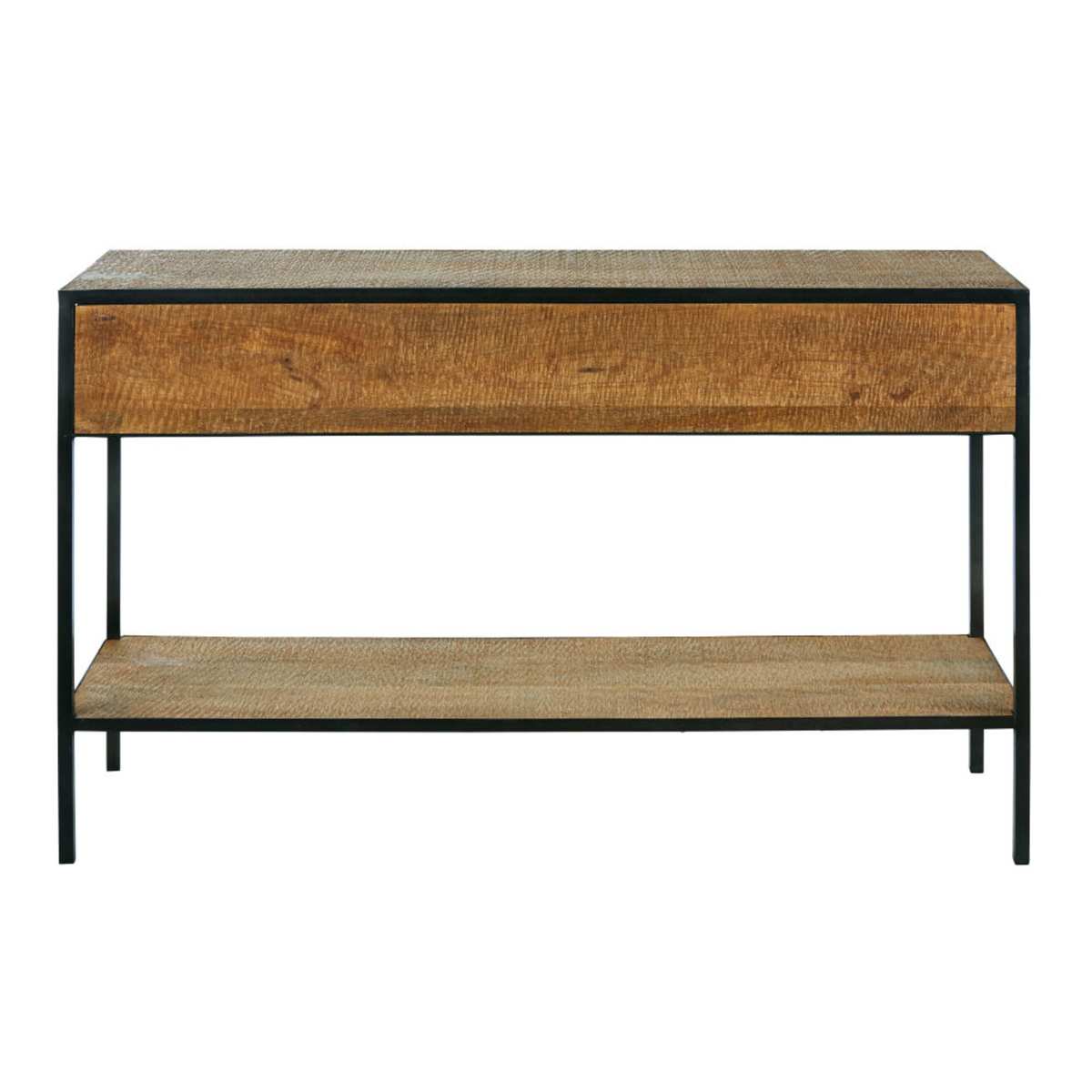 Solid Mango Wood and Black Metal Industrial Console Table Manufacture – image 7