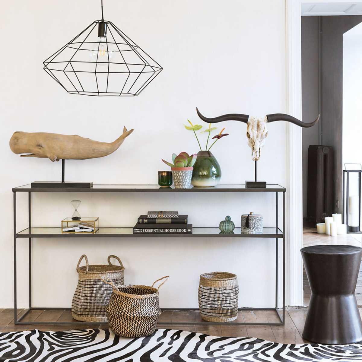 Tempered Glass and Grey Iron Console Table Calixte – image 5