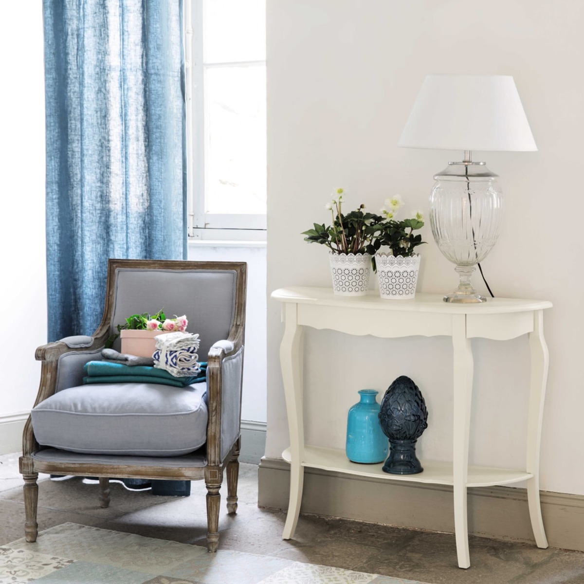 Wooden console table in white W 94cm Séraphine – image 5