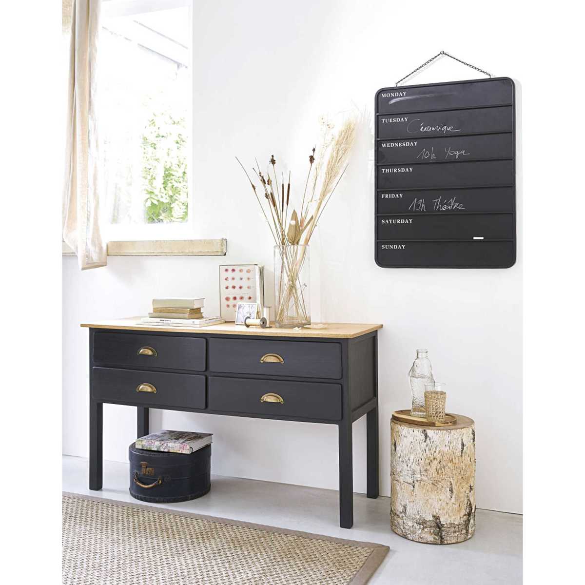 Slate Grey Solid Mango Wood 4-Drawer Console Table Cezanne – image 2