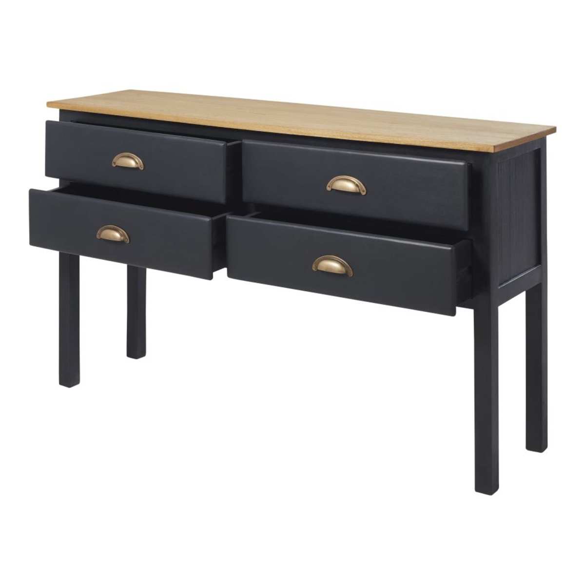 Slate Grey Solid Mango Wood 4-Drawer Console Table Cezanne – image 3