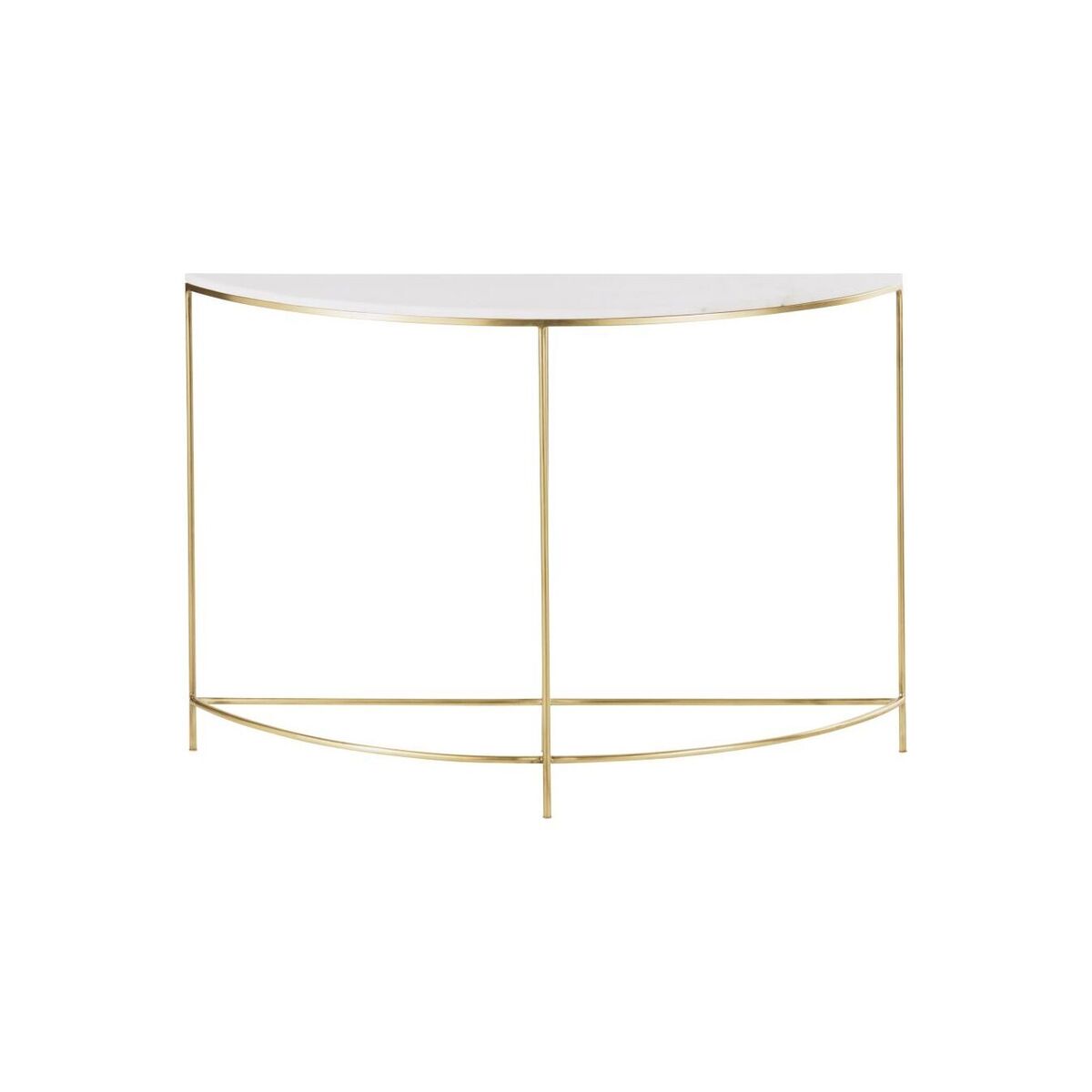 Curved Brass-Coloured Metal and White Marble Console Table – image 2