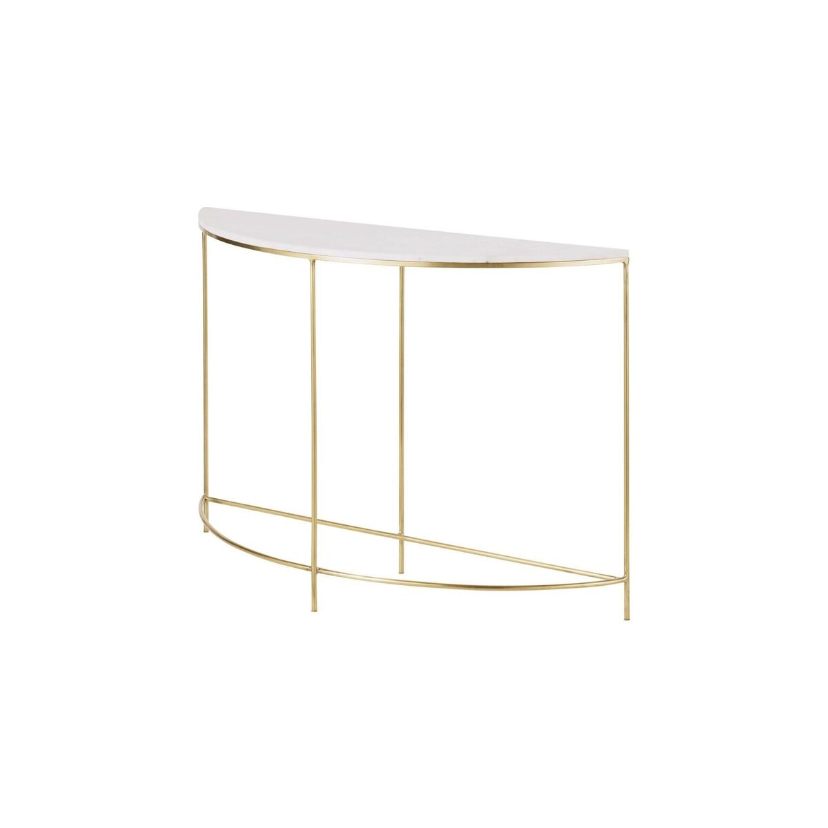 Curved Brass-Coloured Metal and White Marble Console Table – image 1