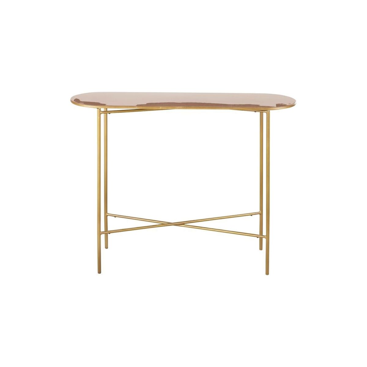 Powder Pink and Gold Metal Console Table – image 2