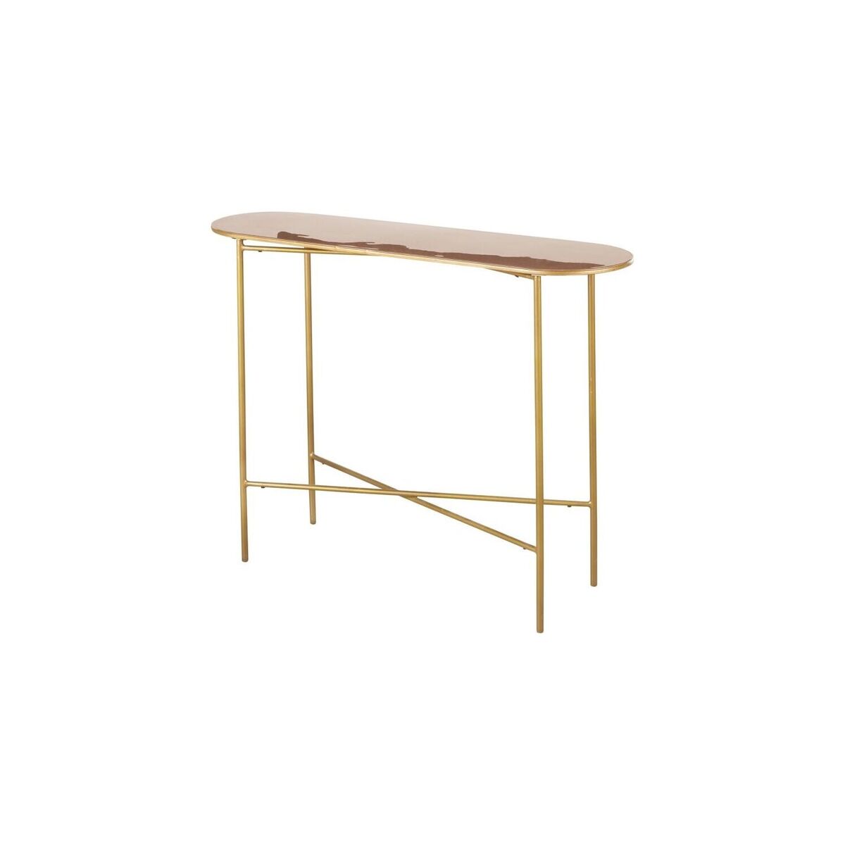 Powder Pink and Gold Metal Console Table – image 1