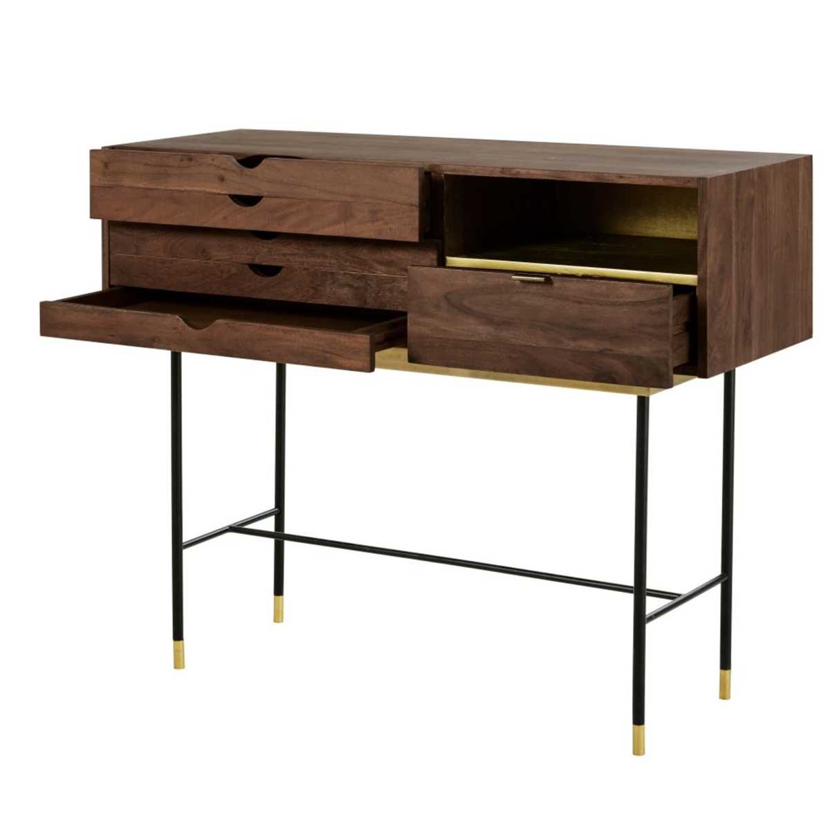 Acacia and Metal 4-Drawer Console Table Sterling – image 7