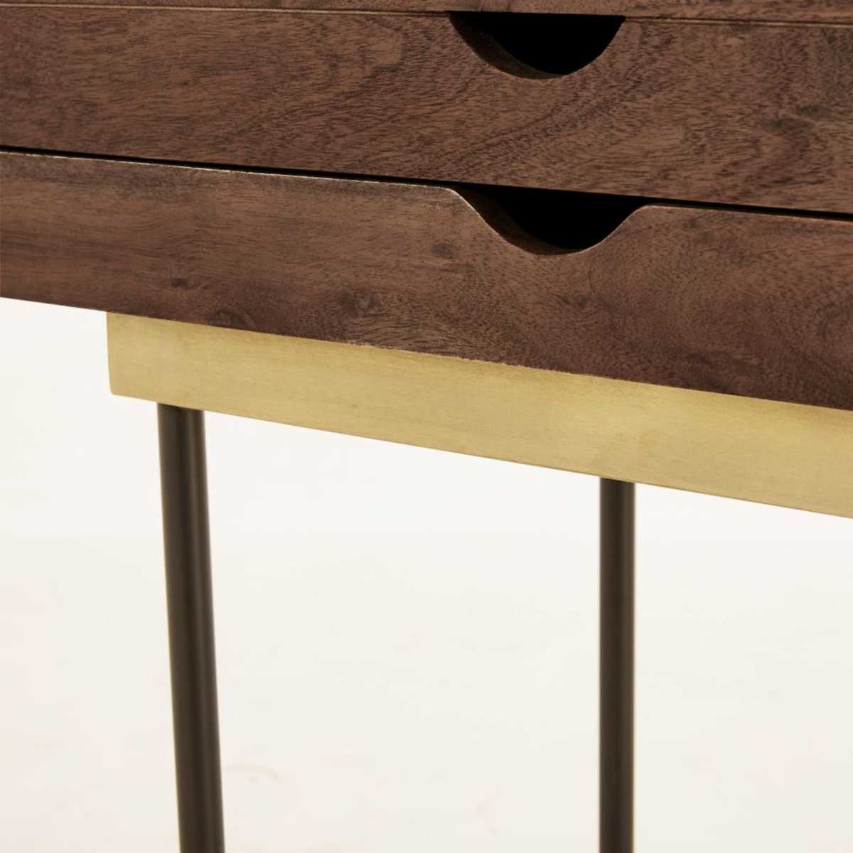 Acacia and Metal 4-Drawer Console Table Sterling – image 11