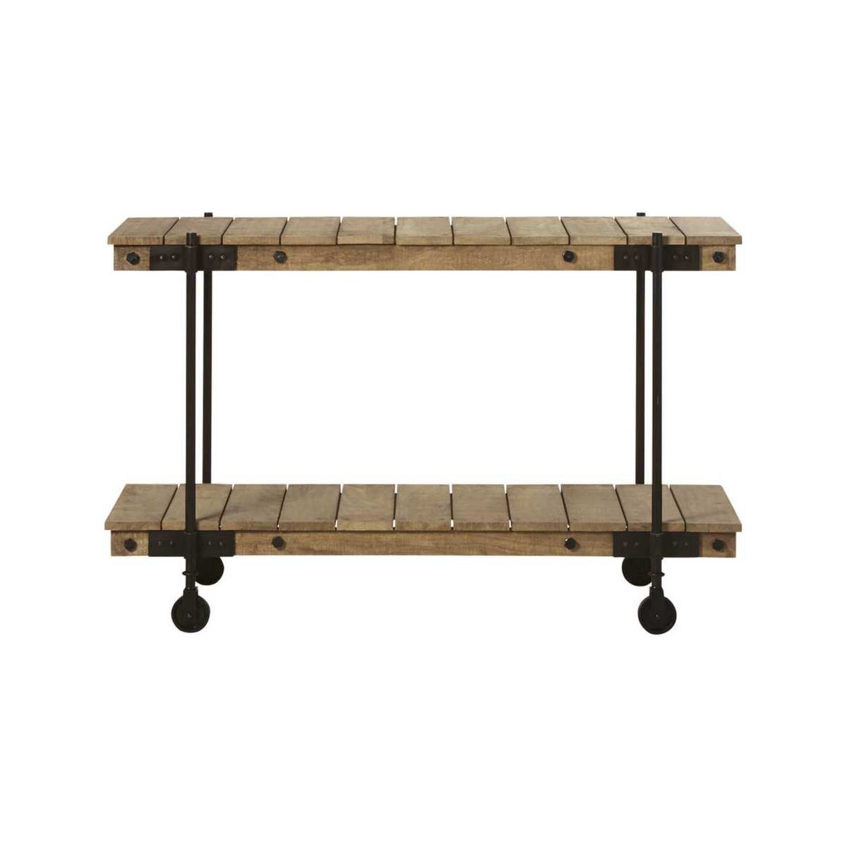 Wheeled Console Table in Mango Wood and Black Metal Carrello – image 2