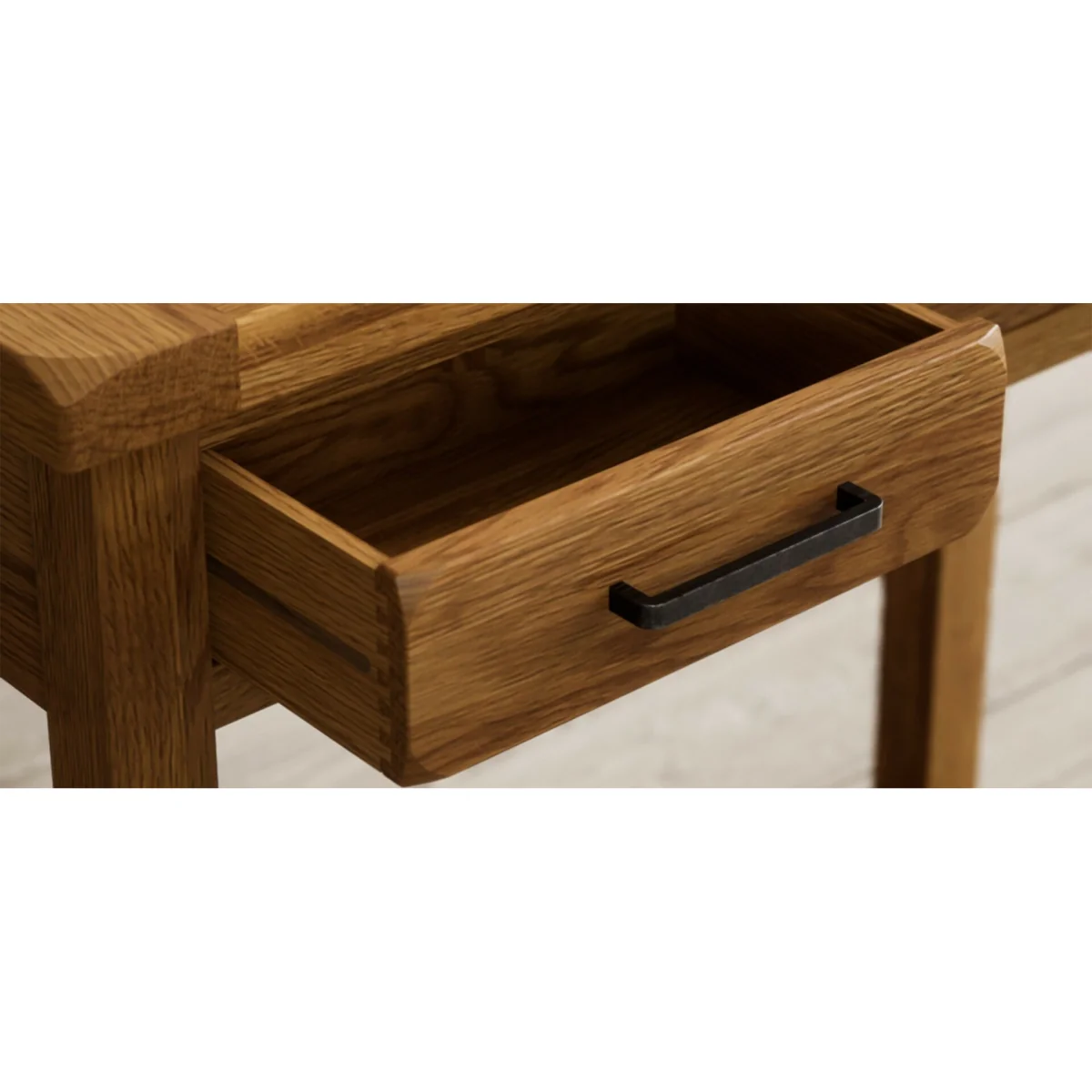 Harrogate Rustic Solid Oak 2 Drawer Console Table – image 8