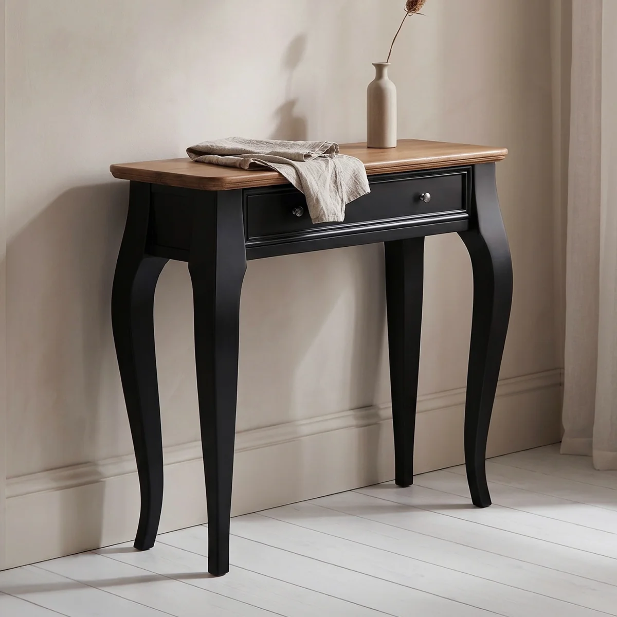 Chateau Noir Oak and Black Painted Console Table – image 2
