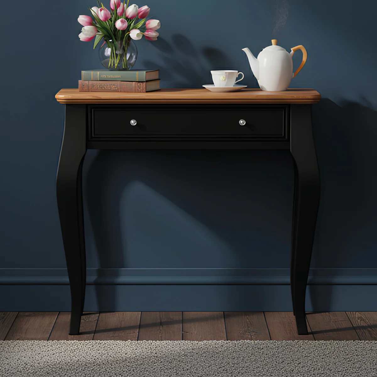 Chateau Noir Oak and Black Painted Console Table – image 3