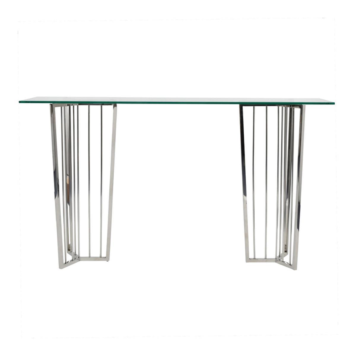 Libra Abington Stainless Steel Frame and Clear Glass Console Table – image 2