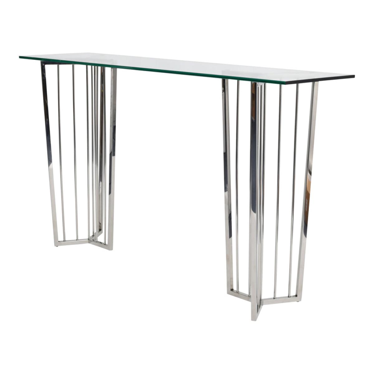 Libra Abington Stainless Steel Frame and Clear Glass Console Table – image 3