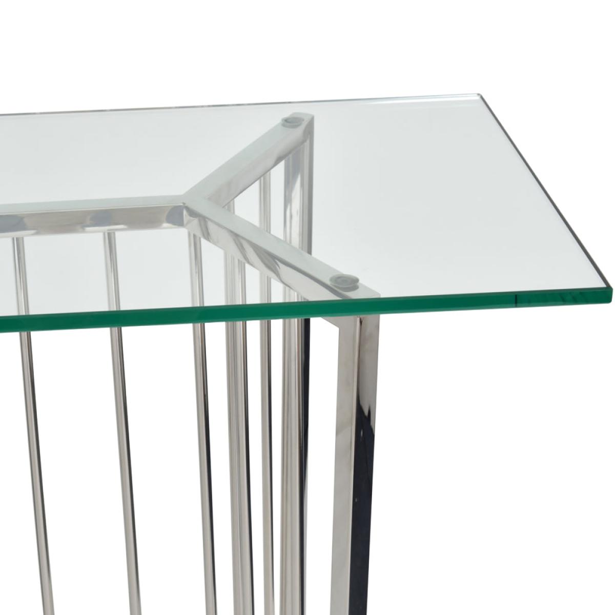 Libra Abington Stainless Steel Frame and Clear Glass Console Table – image 4