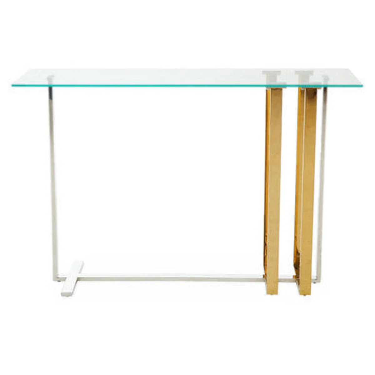 Alvea Clear Glass Console Table with Gold and Silver Finish Frame – image 2
