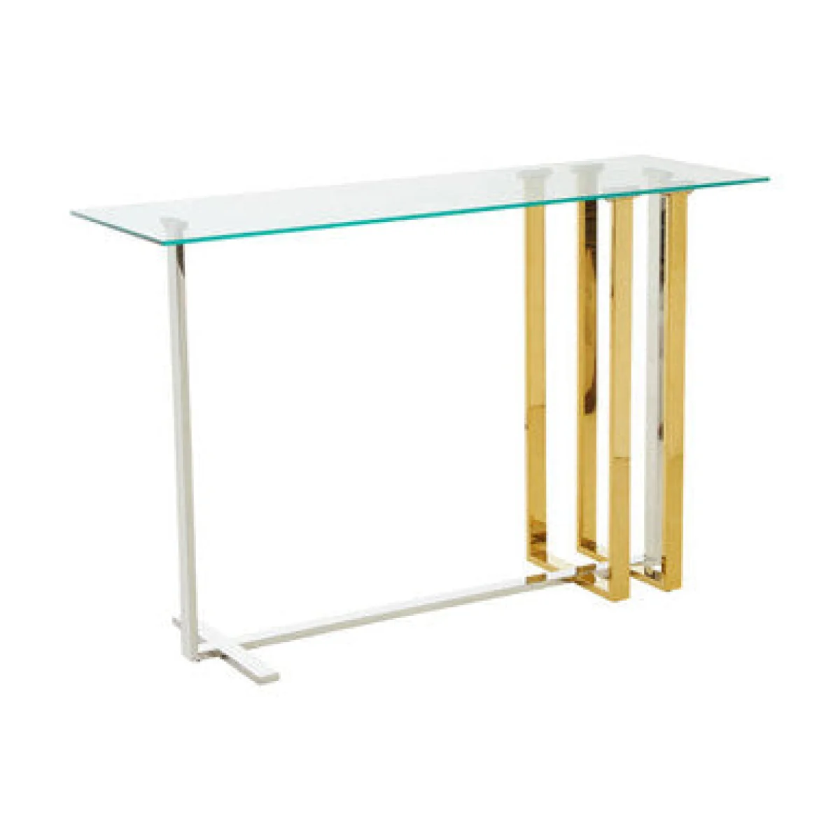 Alvea Clear Glass Console Table with Gold and Silver Finish Frame – image 3