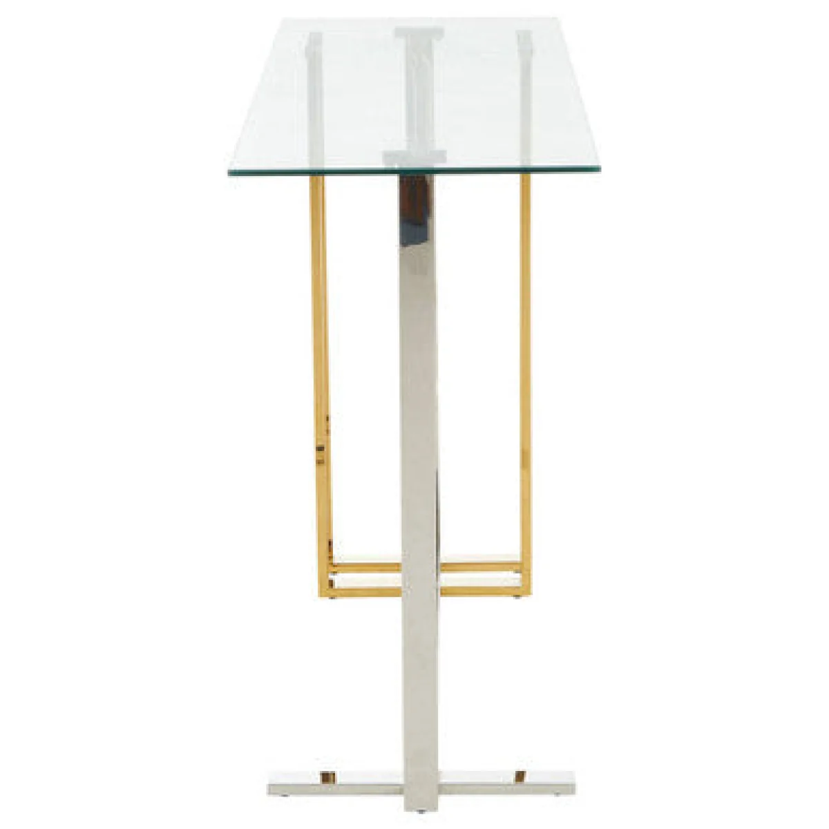 Alvea Clear Glass Console Table with Gold and Silver Finish Frame – image 4