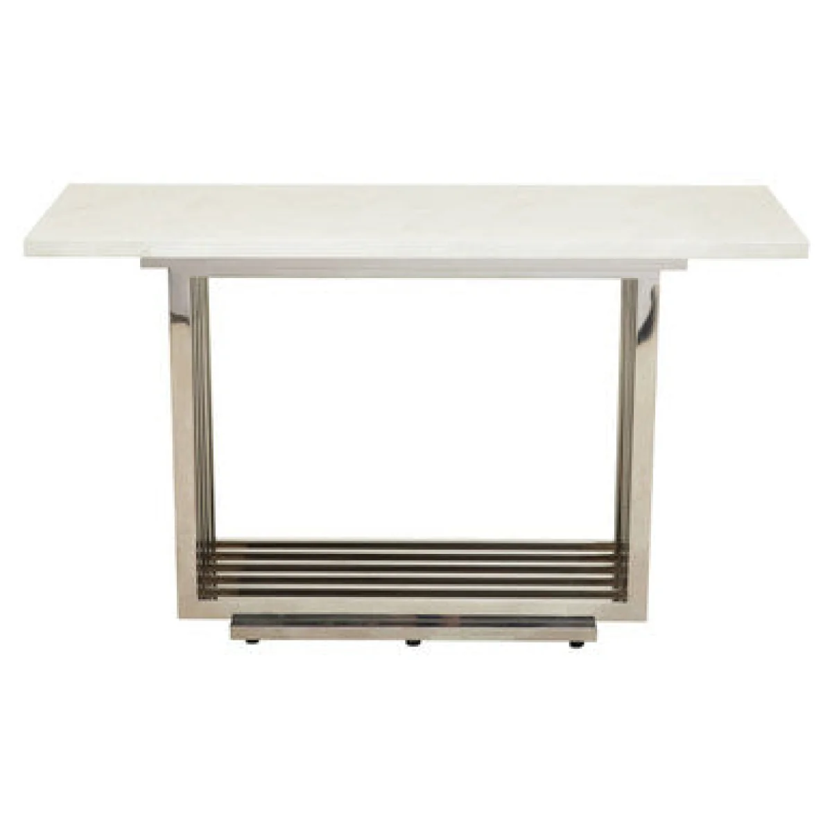 Moda White Marble Effect Console Table with Silver Finish Base – image 2