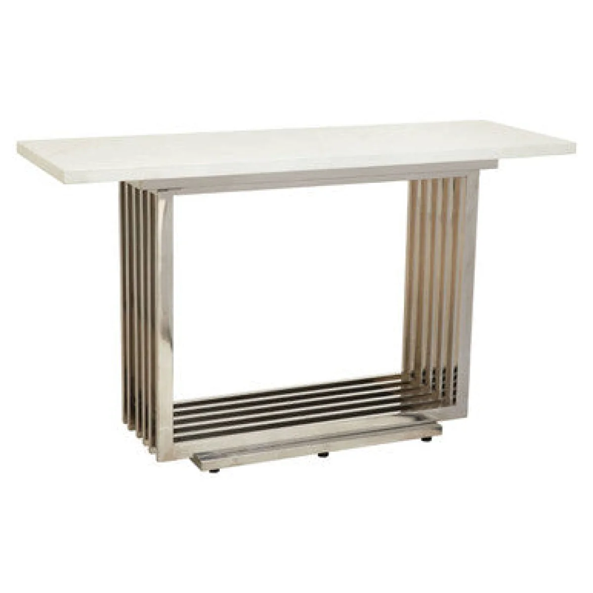 Moda White Marble Effect Console Table with Silver Finish Base – image 4