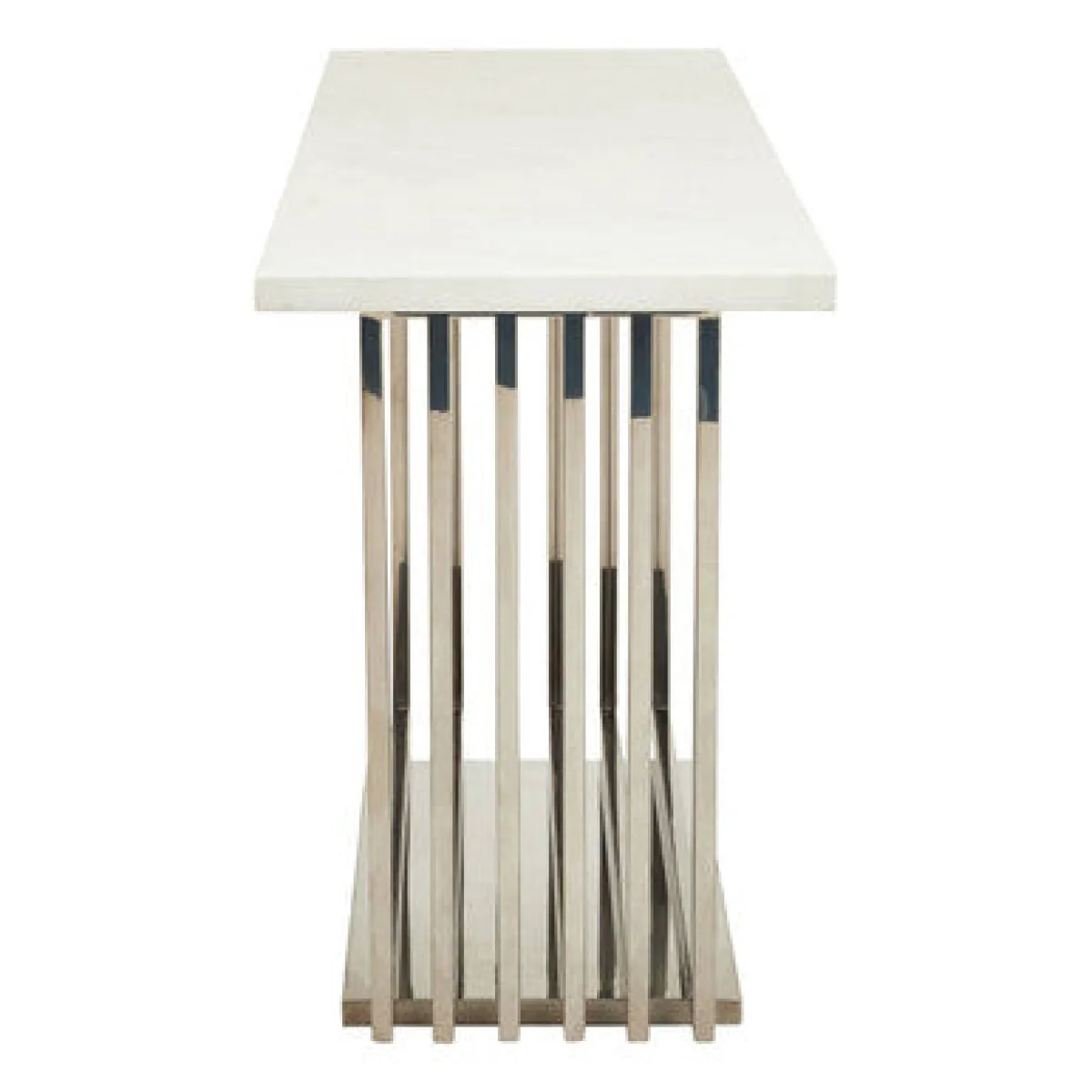 Moda White Marble Effect Console Table with Silver Finish Base – image 5