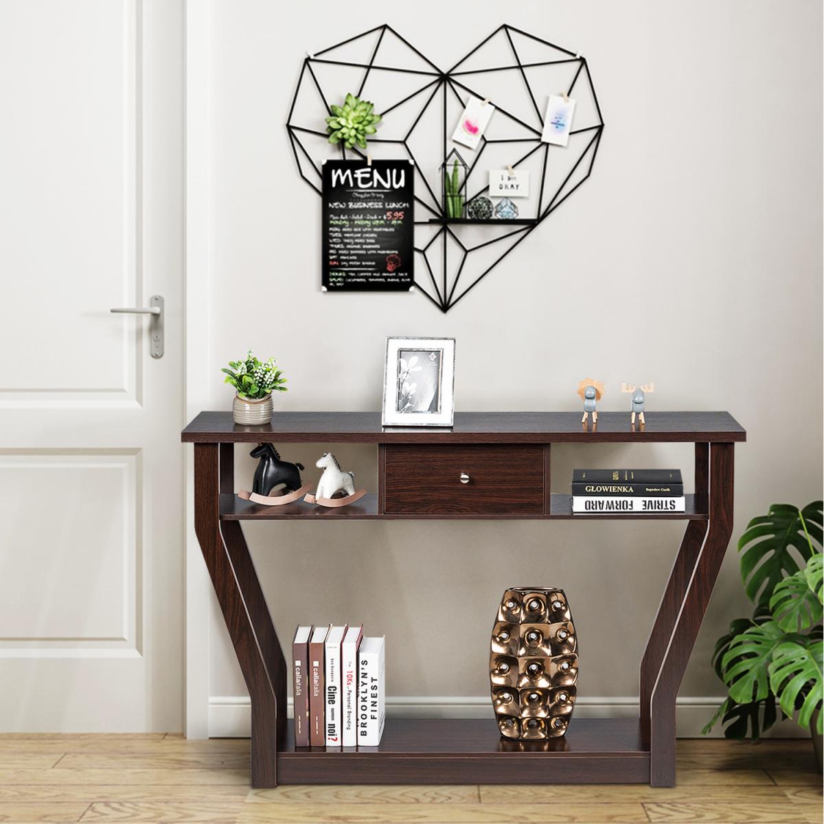 Hallway Console Table with Drawer - Brown – image 2