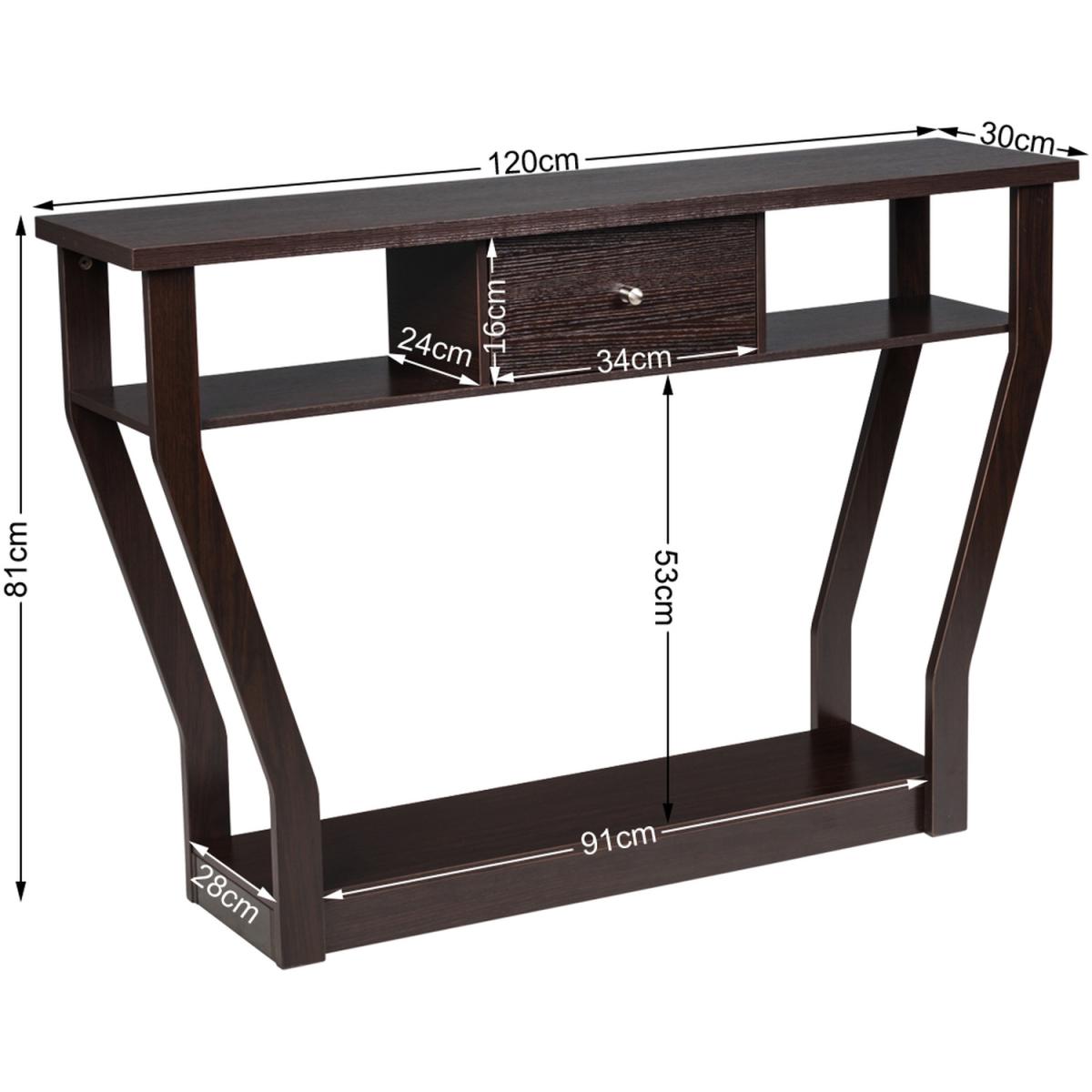 Hallway Console Table with Drawer - Brown – image 3