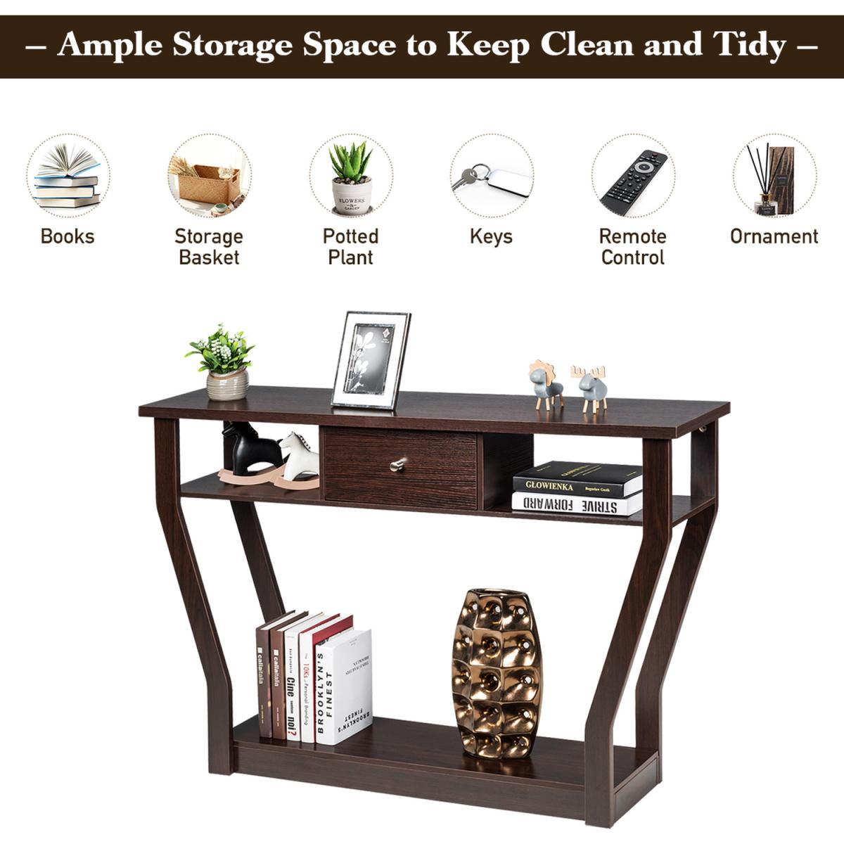 Hallway Console Table with Drawer - Brown – image 4