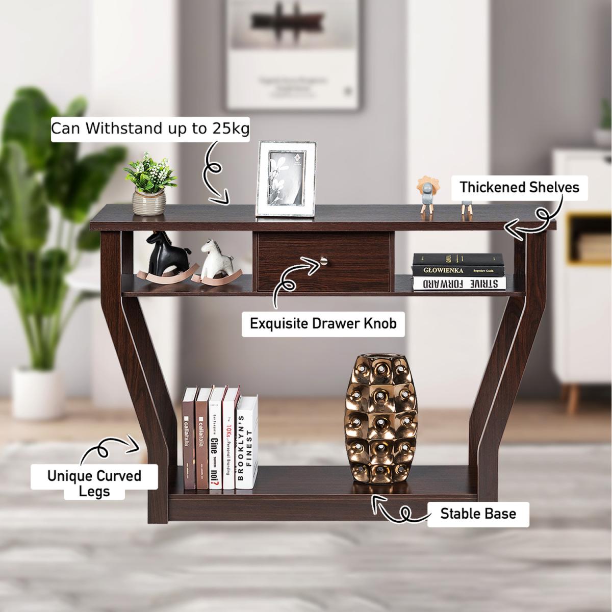 Hallway Console Table with Drawer - Brown – image 6