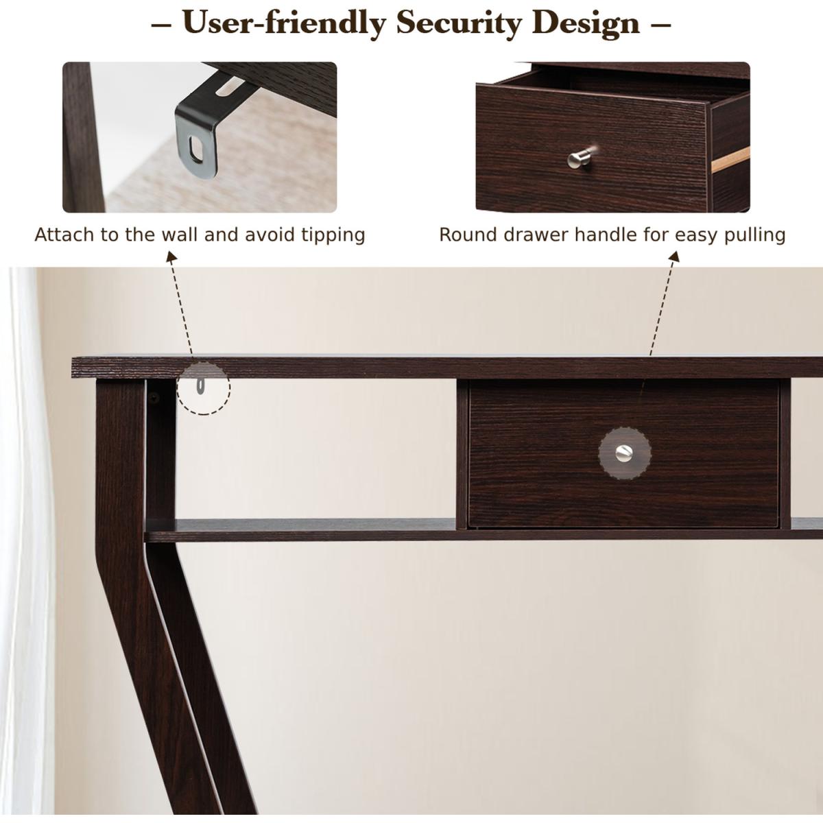 Hallway Console Table with Drawer - Brown – image 7