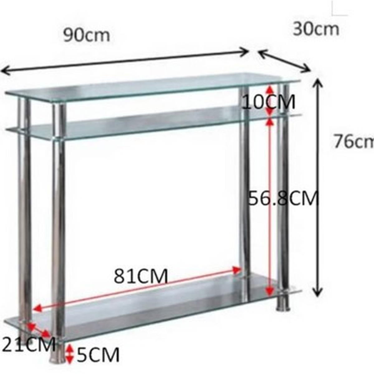 Elie Glass Chrome Console Table Hallway Table - Black Glass – image 2