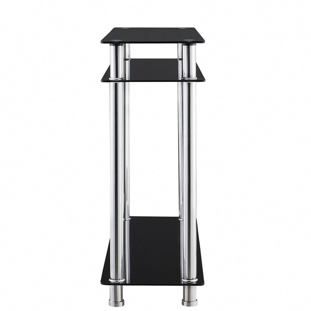 Elie Glass Chrome Console Table Hallway Table - Black Glass – image 4