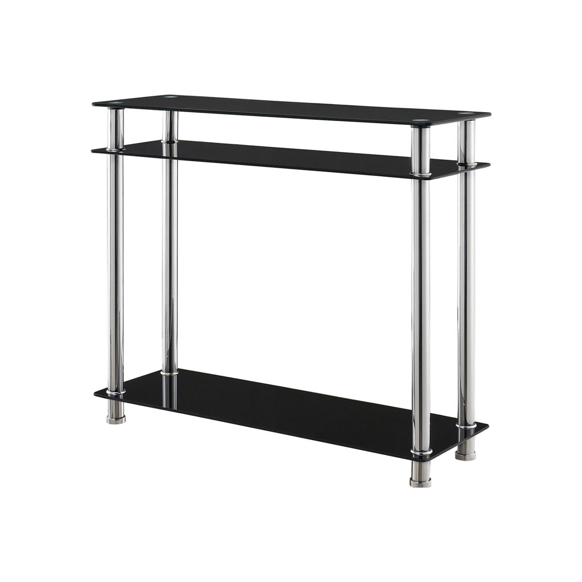 Elie Glass Chrome Console Table Hallway Table - Black Glass – image 1