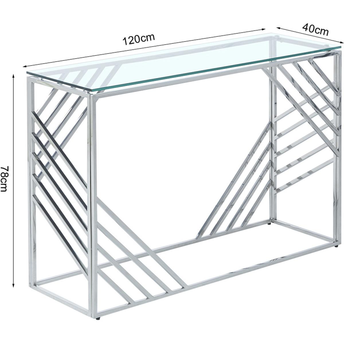 Luxury Tempered Glass Top Side Table With Stainless Steel Legs - Silver – image 4