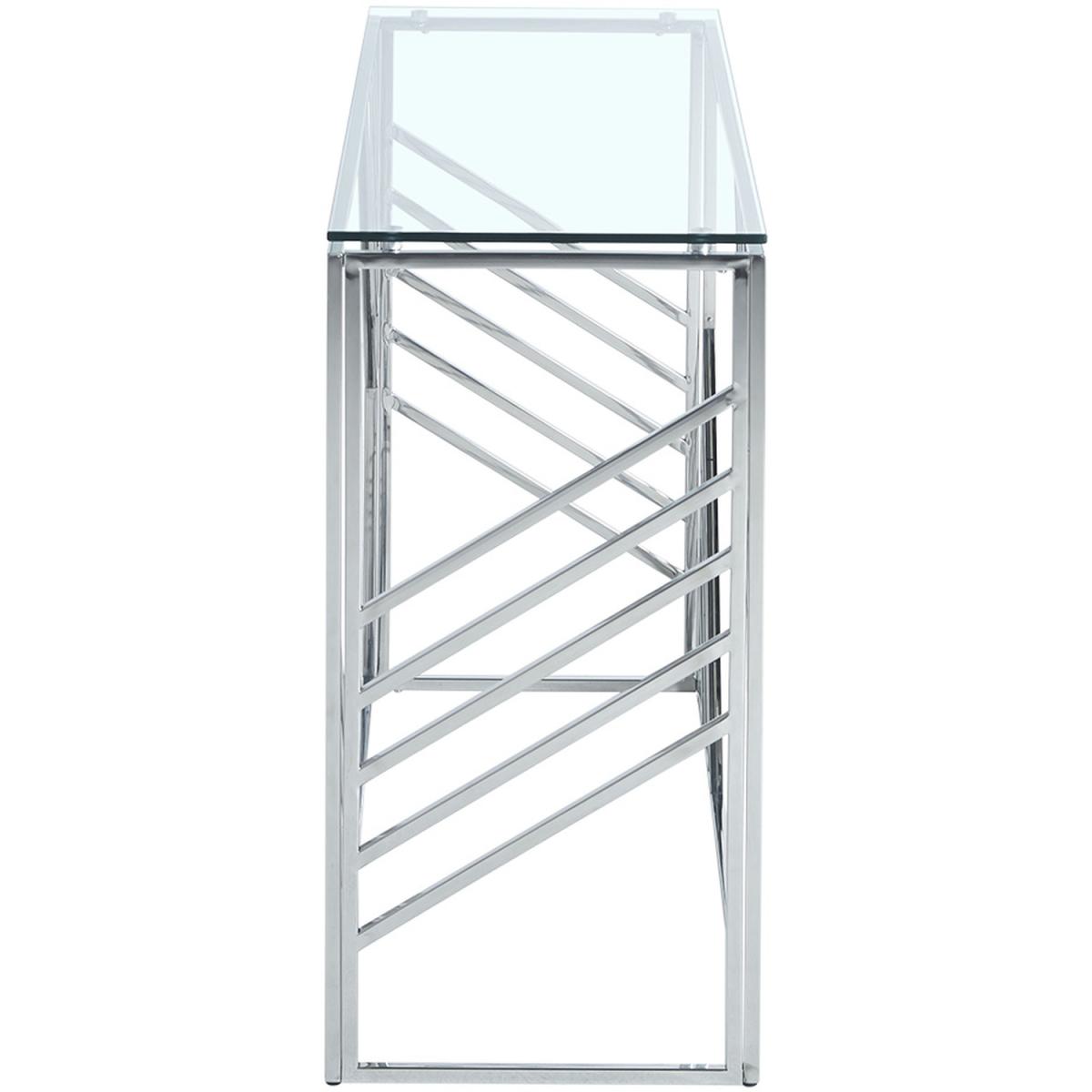Luxury Tempered Glass Top Side Table With Stainless Steel Legs - Silver – image 5