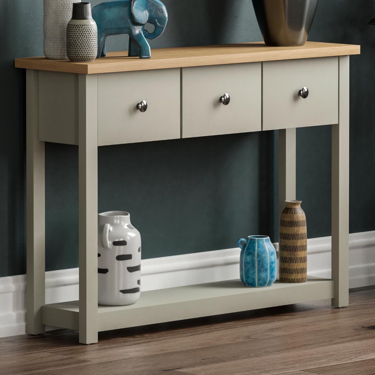 Arlington 3 Drawer Console Table, Grey - Grey – image 3
