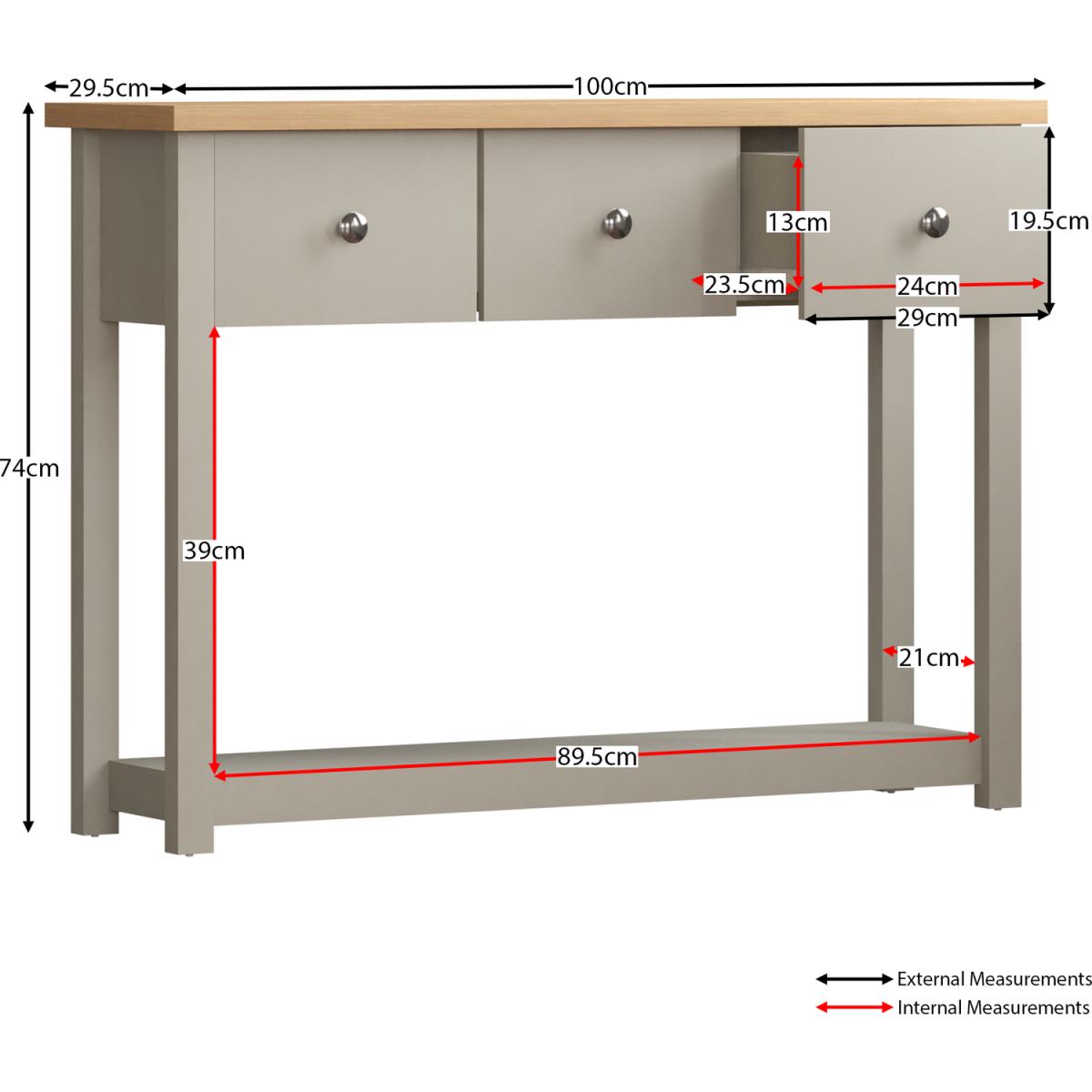 Arlington 3 Drawer Console Table, Grey - Grey – image 4
