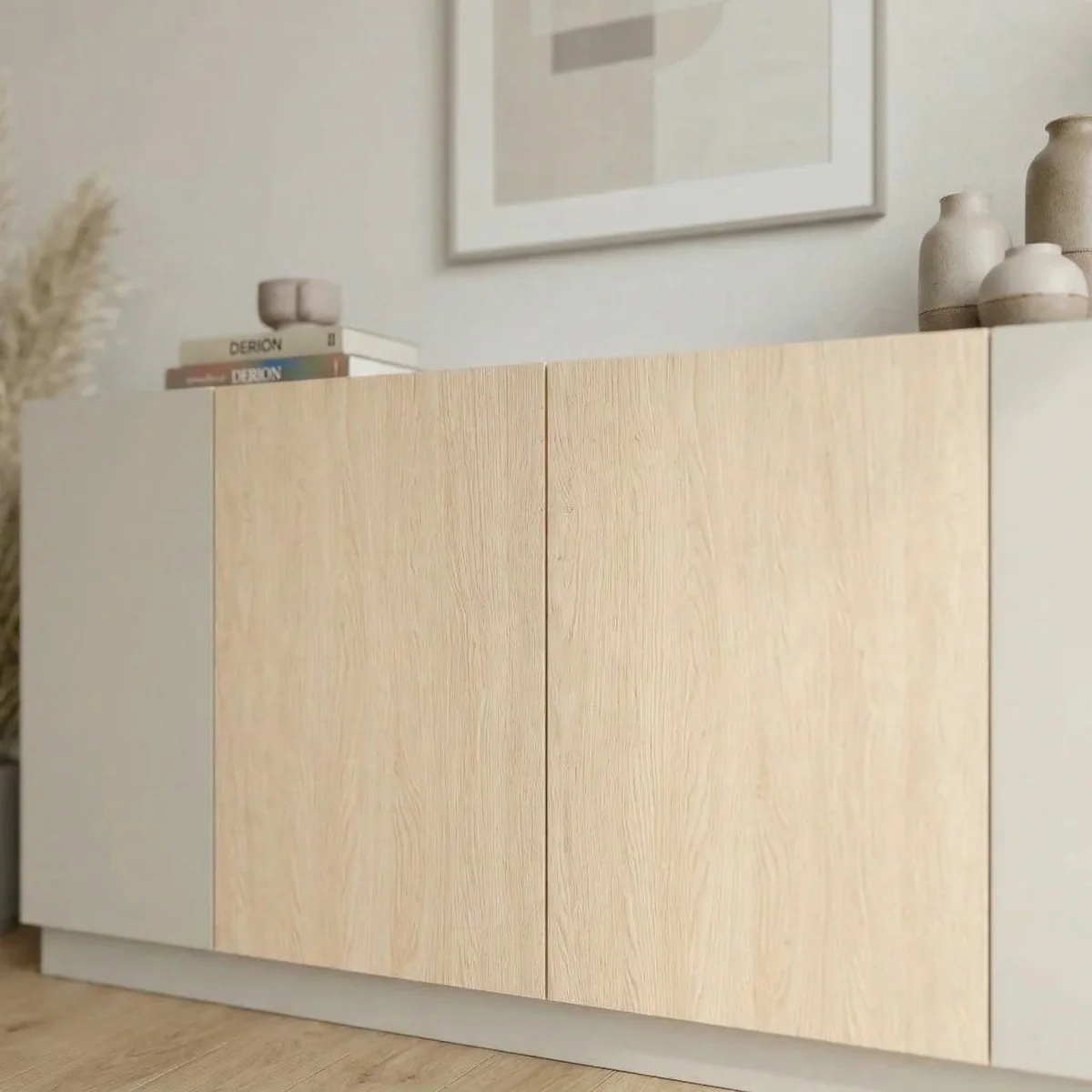 Decortie Victor Four Door Console Table - Sandstone, Sonoma Oak, White – image 2