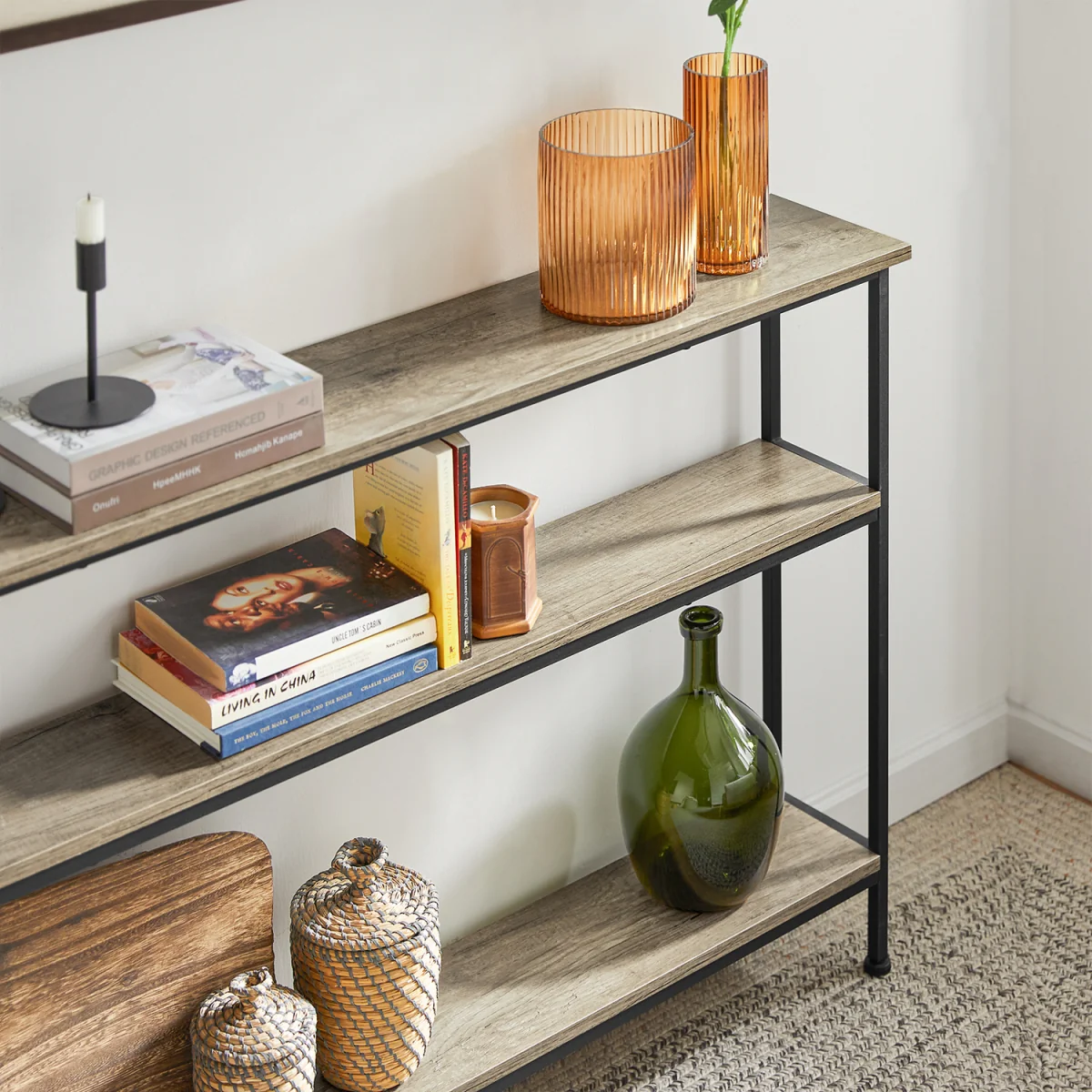3-Tier Console Table with Shelf - Light Oak - Light Oak – image 10