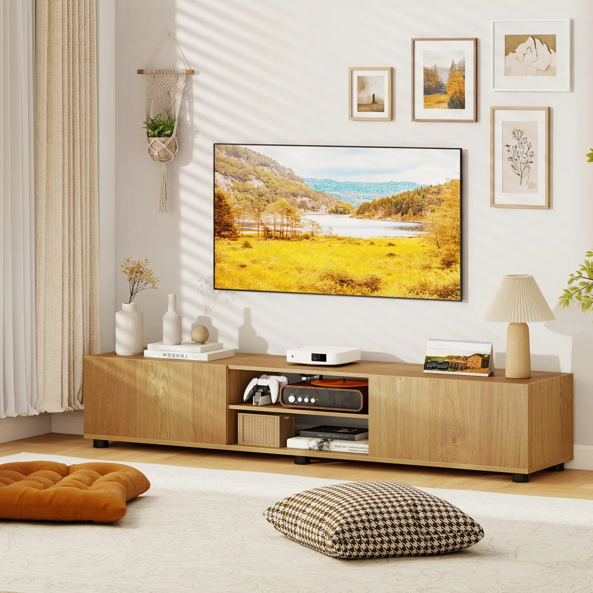 Minimalist Entertainment Center Console Table - Natural – image 3