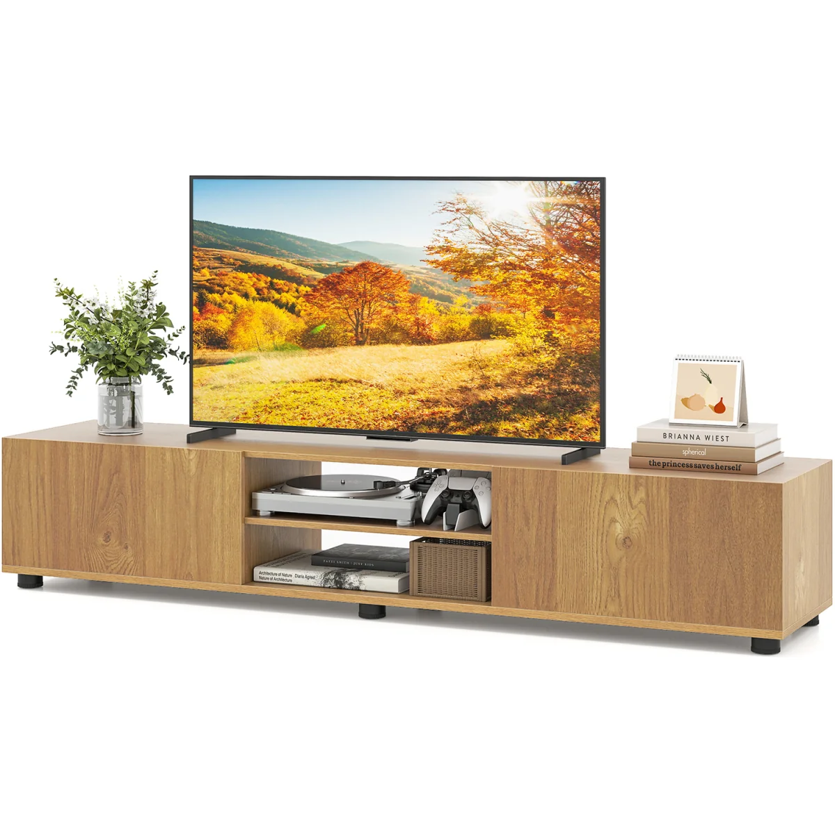 Minimalist Entertainment Center Console Table - Natural – image 6