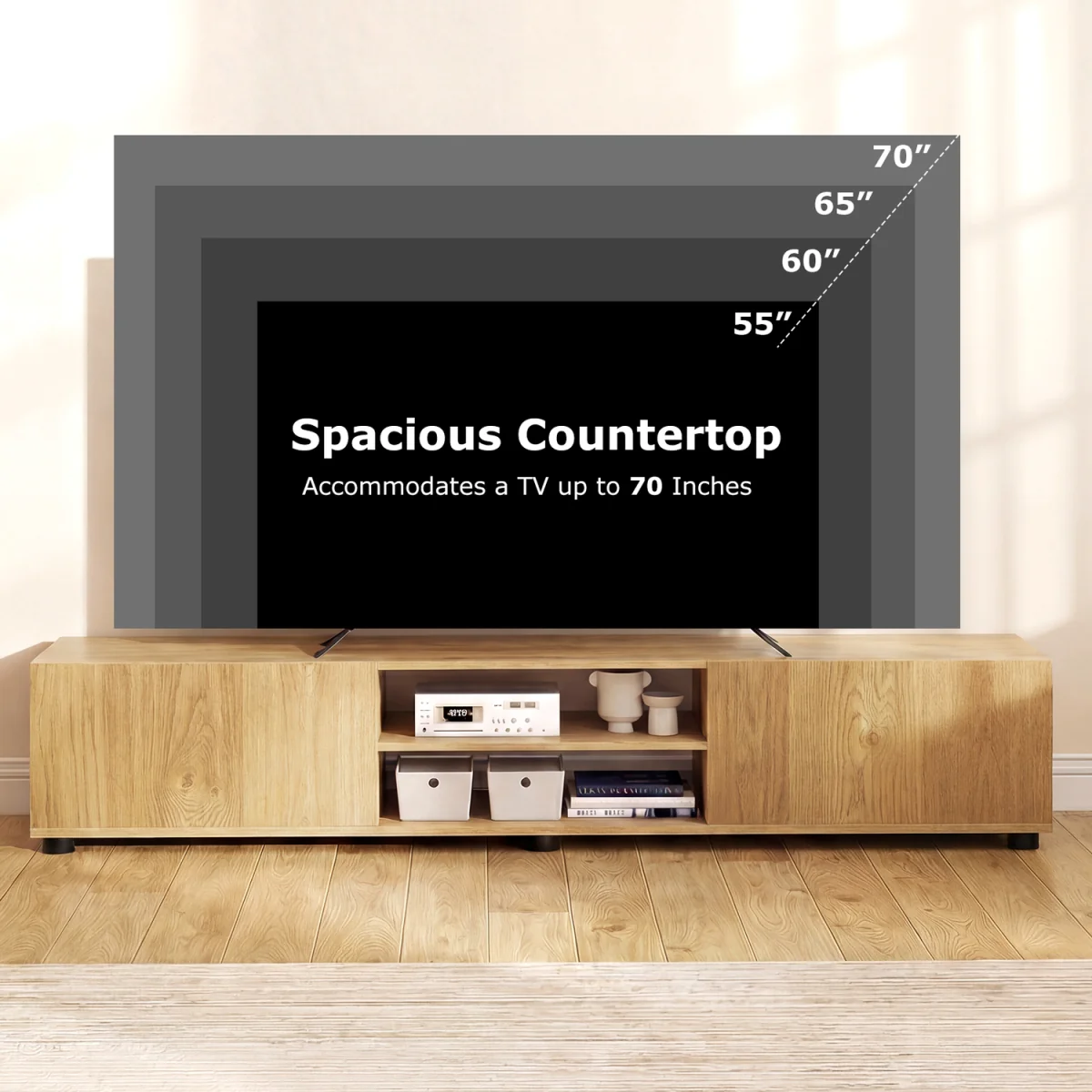 Minimalist Entertainment Center Console Table - Natural – image 8