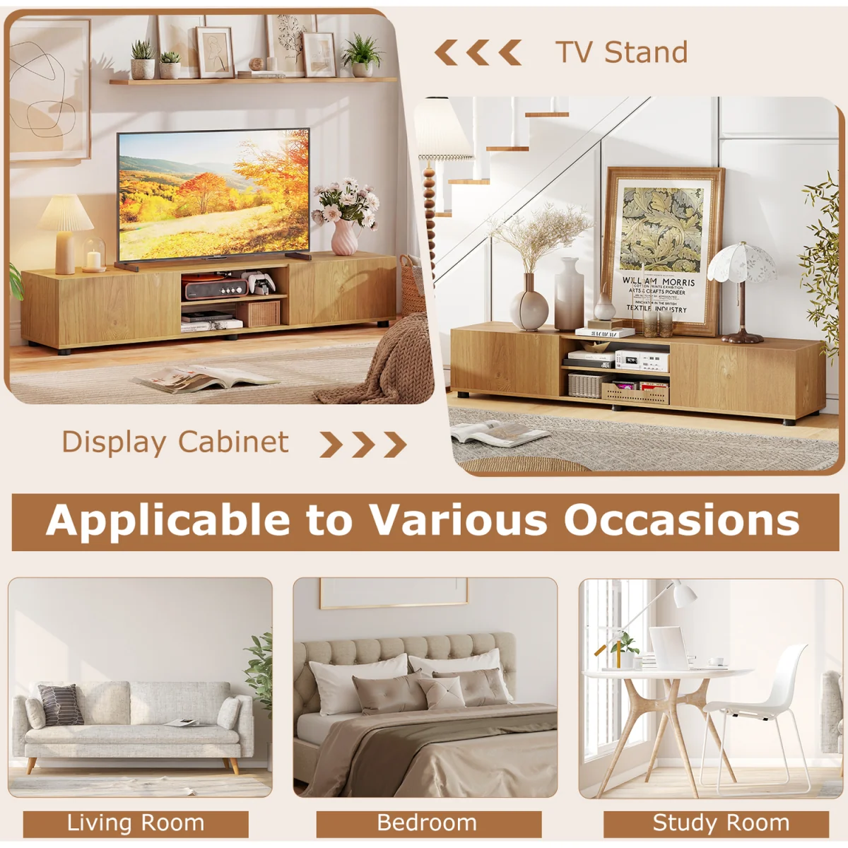 Minimalist Entertainment Center Console Table - Natural – image 10